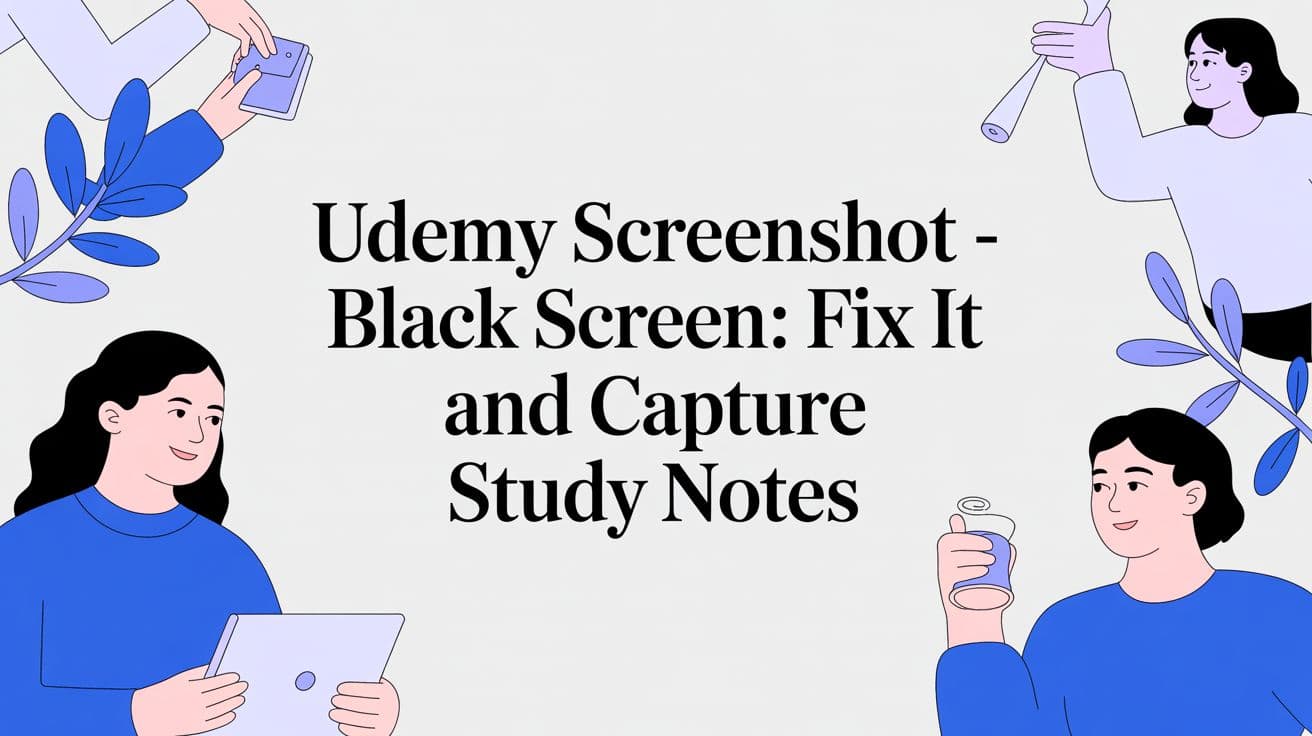 Udemy スクリーンショットの黒画面問題:確実にメモを撮る方法
